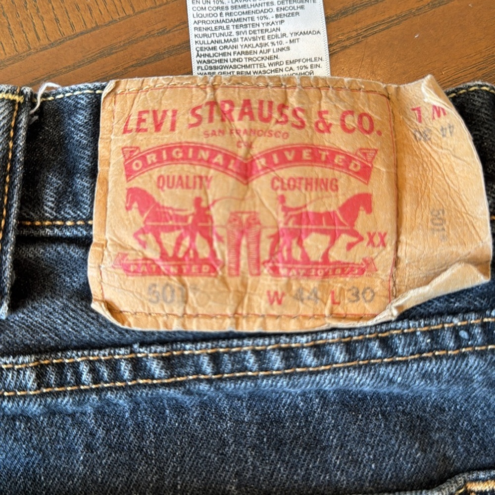 Levi's 501 Original Altered W44 L27.5” Men's Black Jeans - Picture 6 of 13